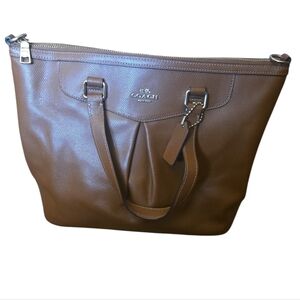 Coach Brown Leather Tote with Gold Hardware
